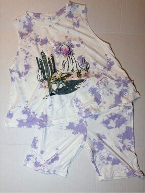 Source Unknown Lavender Tie-Dye Desert Tank Top